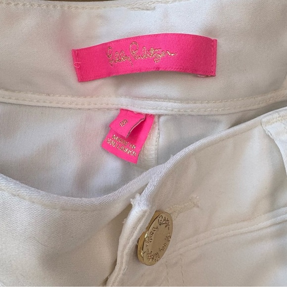 Lilly Pulitzer Worth Low Rise Skinny Jeans with gold detail in Coconut Size 8 - Picture 4 of 8
